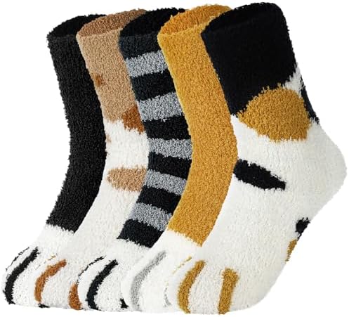 Clothirily Fuzzy Socks for Women - Winter Fluffy Sock Womens, Funny Cute Animal Socks Soft Slipper Sock for Women