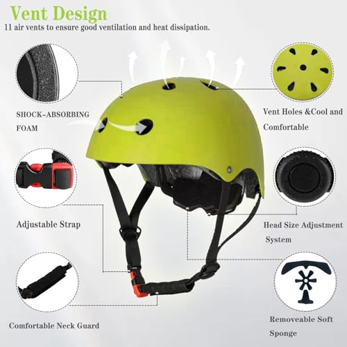 Image of FOOKCIAN Kids Helmet,Toddler Skateboard Helmets for Ages 2-3-5-8-14 Years Boys Girls with Knee and Elbow Pads Wrist Guards fit Roller Skates,Skateboarding,Skating Scooter Adjustable Kids Helmet