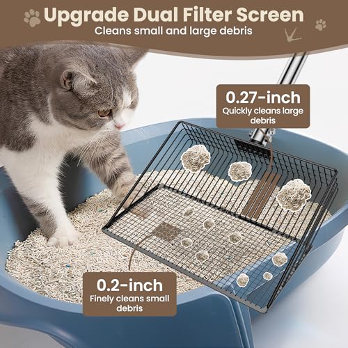 Image of Chicken Poop Scooper,10-inch 37 to 63 inch Long Chicken Coop Scoop with Stainless Steel Handle, Chicken Coop Cleaning Rake for Poop Sand, Large Hen Litter Sifter Shovel