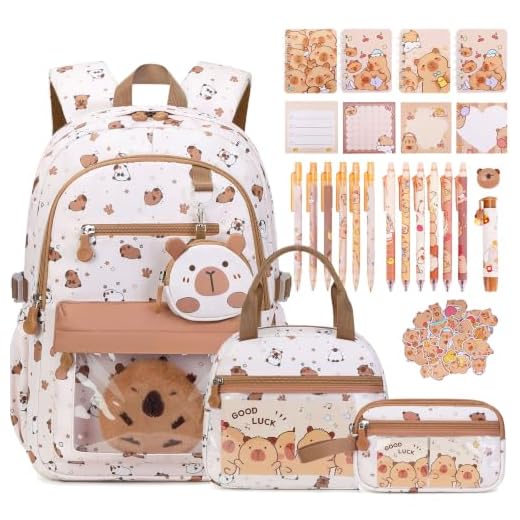 Capybara Theme School Backpack for Girls