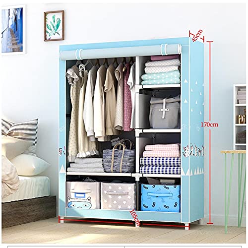 Armario de tela resistente con estructura de metal estable y almacenamiento de ropa moderno 4