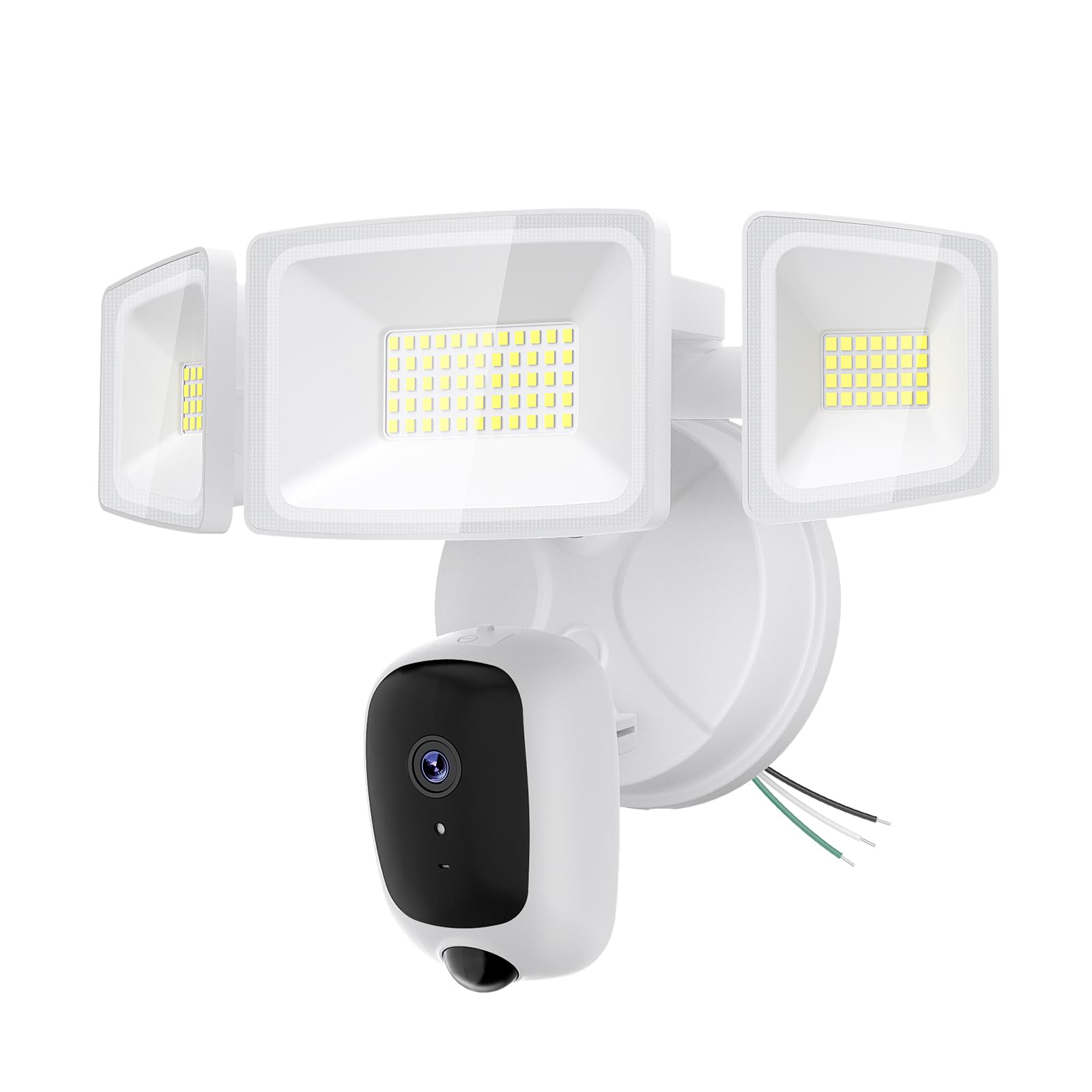 Telecamera proiettore 6500LM cablata, telecamera di sicurezza HD 2K per esterni con attivazione del movimento, visione notturna a colori, registrazione 24/7, audio a 2 vie, WiFi 2.4G, sirena