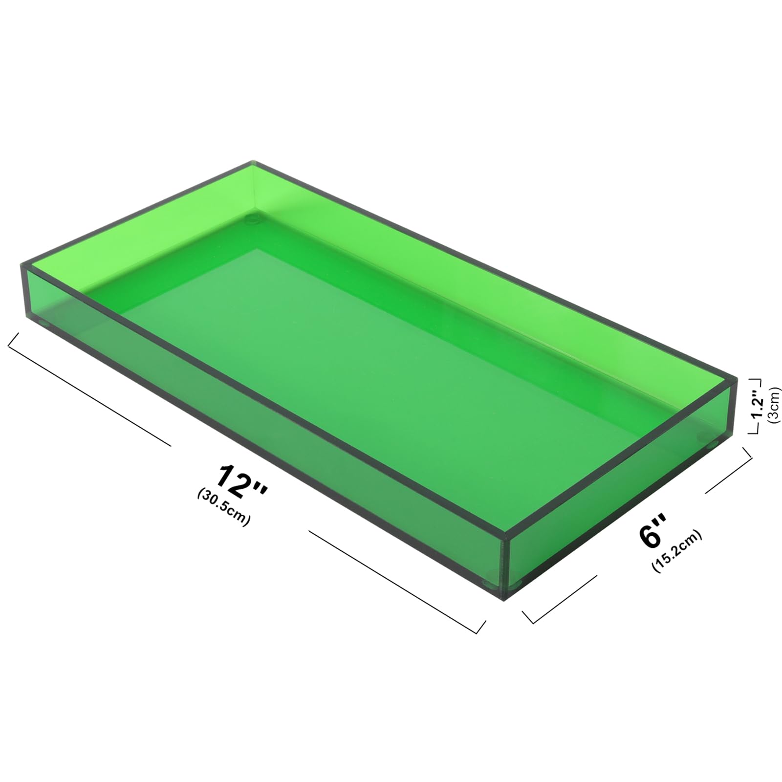 Vassoio decorativo in acrilico per bagno, profumo, gioielli, trucco, per comò, piccolo organizer da scrivania, vassoio per lavello per bancone, verde smeraldo