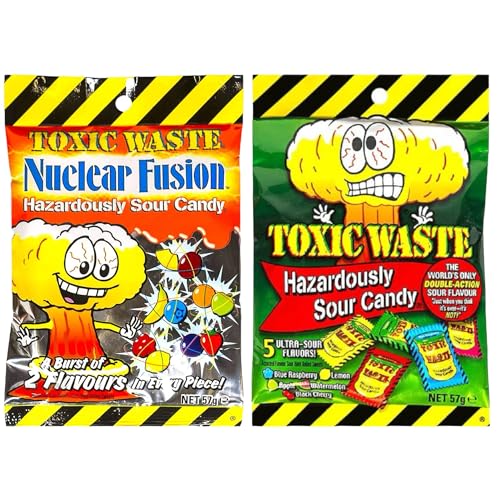 Toxic Waste & Nuclear Fusion Hazardously Sour Candy Sweets Double Action Sour Flavor 57g Sharing Bags