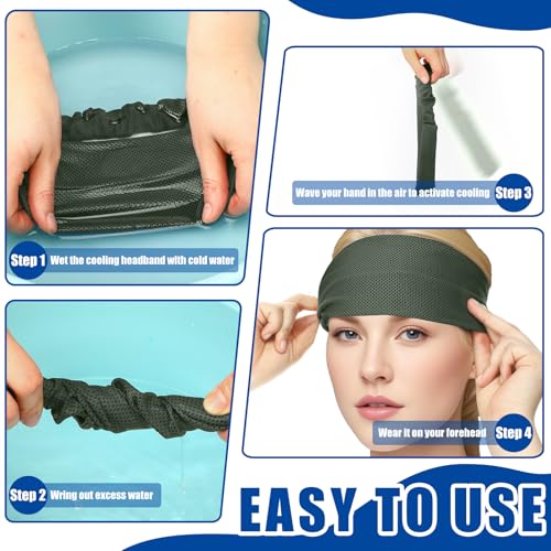 Image of 5pcs Summer Cooling Headbands for Men Stretchy Workout Sports Sweatbands Absorb Chill Cool Hairband for Hot Weather Running Golf Athletic