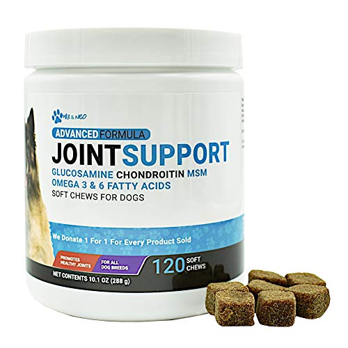 Max and Neo Joint Support and Care Glucosamine, MSM, Chondtoitin, Turmeric Dog Chew Supplements - We Donate One for One to Dog Rescues Every Bottle Sold (120 Chews)