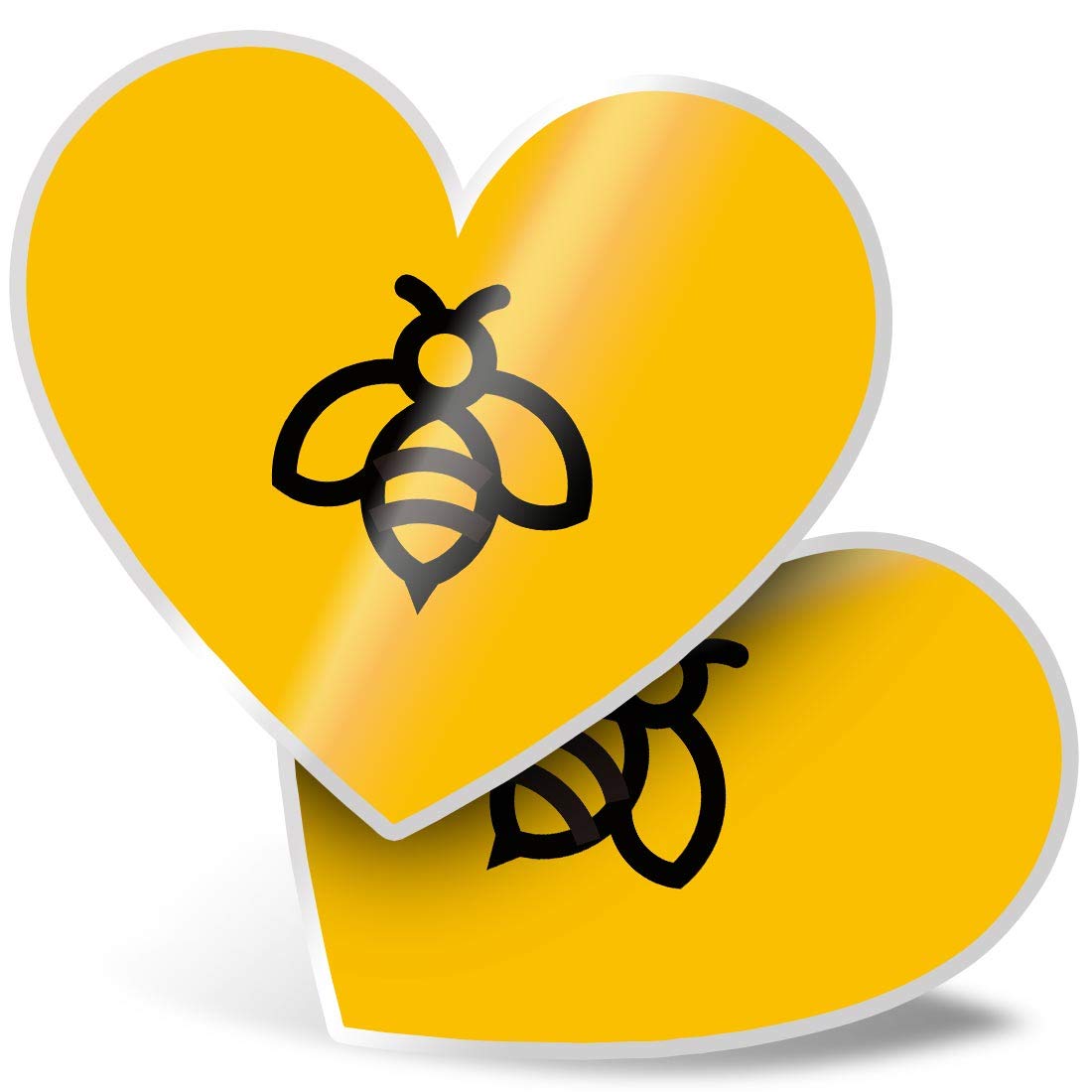 Destination Vinyl Ltd Multi 2 X Heart Stickers 7.5 Cm - Yellow Bumble Bee Insect Bees Fun Decals For Laptops,Tablets,Luggage,Scrap Booking,Fridges, #46490