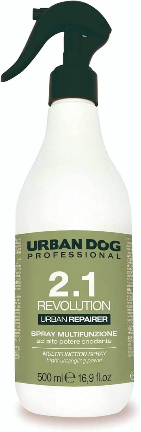 URBAN DOG Spray Sciogli Nodi per Cani Revolution 2.1 500 ml – Districante per Pelo Annodato e Infeltrito, Condizionante Nutriente, Facilita la Spazzolatura, Manto Morbido e Lucente