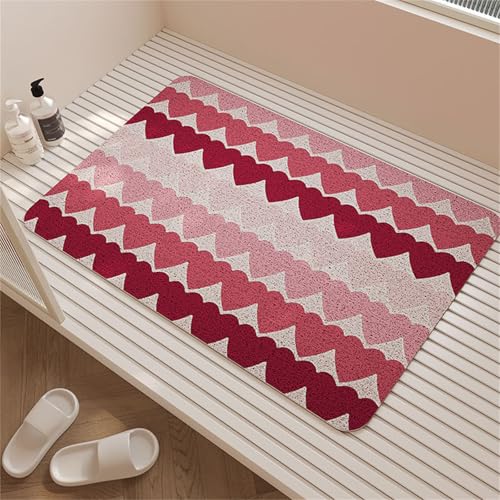 Alfombrilla de ducha para niños y familias con diseño de corazones rojos 2
