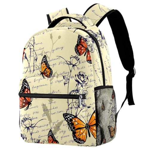 Sac à dos d'école multicolore fleur et papillon pour adolescents 29x20x40cm