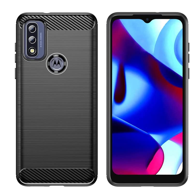 Image of NPRC Hybrid Ultra Slim Protective Case TPU Non-Slip Carbon Fiber Texture Shockproof Case Cover for Moto G Pure - Black