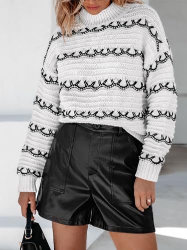 CUPSHE Women's Striped Pullover Sweater Crewneck Long Sleeve Vintage Color Block Knit Sweaters Tops4