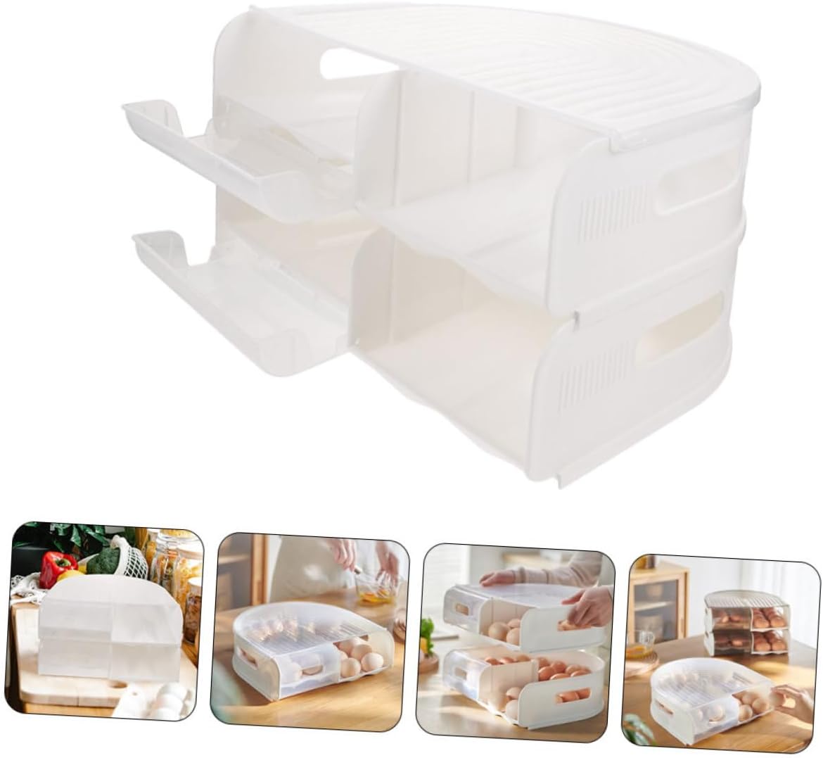 Angoily Egg Carton Egg Holder U Shape Egg Container U Shape Egg Storage Container Wonder Web Egg Container with Lid Chicken Egg Container Double Layer Egg Container Plastic White