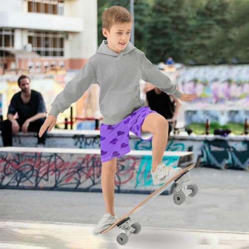 J JOYSAY Sketchy Heart Shape Purple Boys Athletic Shorts Kids Youth Casual Shotrs with Elastic Waistband Pockets4