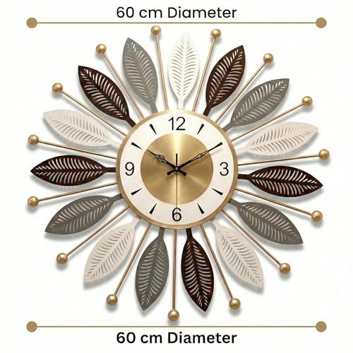 Image of Luxury Metal Wall Clock for Living Room | Designer Decorative Wall Clock with Silent Sweep Movement | Large Modern Wall Clock for Home Decor (Star-01)