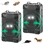 LSJXHAIK 2Pcs Rodent Repeller Ultrasonic Under Hood, Car Mouse Repellent with Strobe Light, 3 Power Methods Mice Rat Squirrel Deterrent for Car, Trucks, RV Engine, Warehouse, Garage