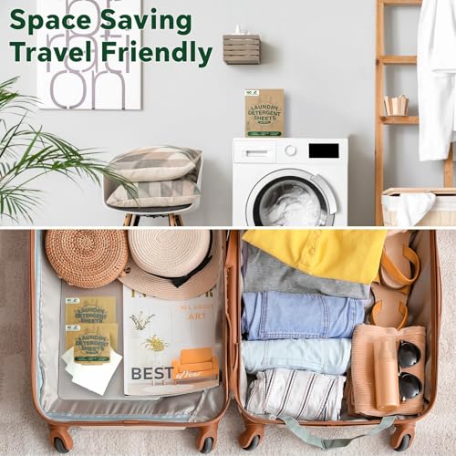 Image of Laundry Detergent Sheets for All Washing Machine Traveling Dorm Life Save Space - Fragrance Free, Ultra-concentrated, Plastic-free, Tear-off, easy-to-carry, home and travel essentials - 80 Sheets