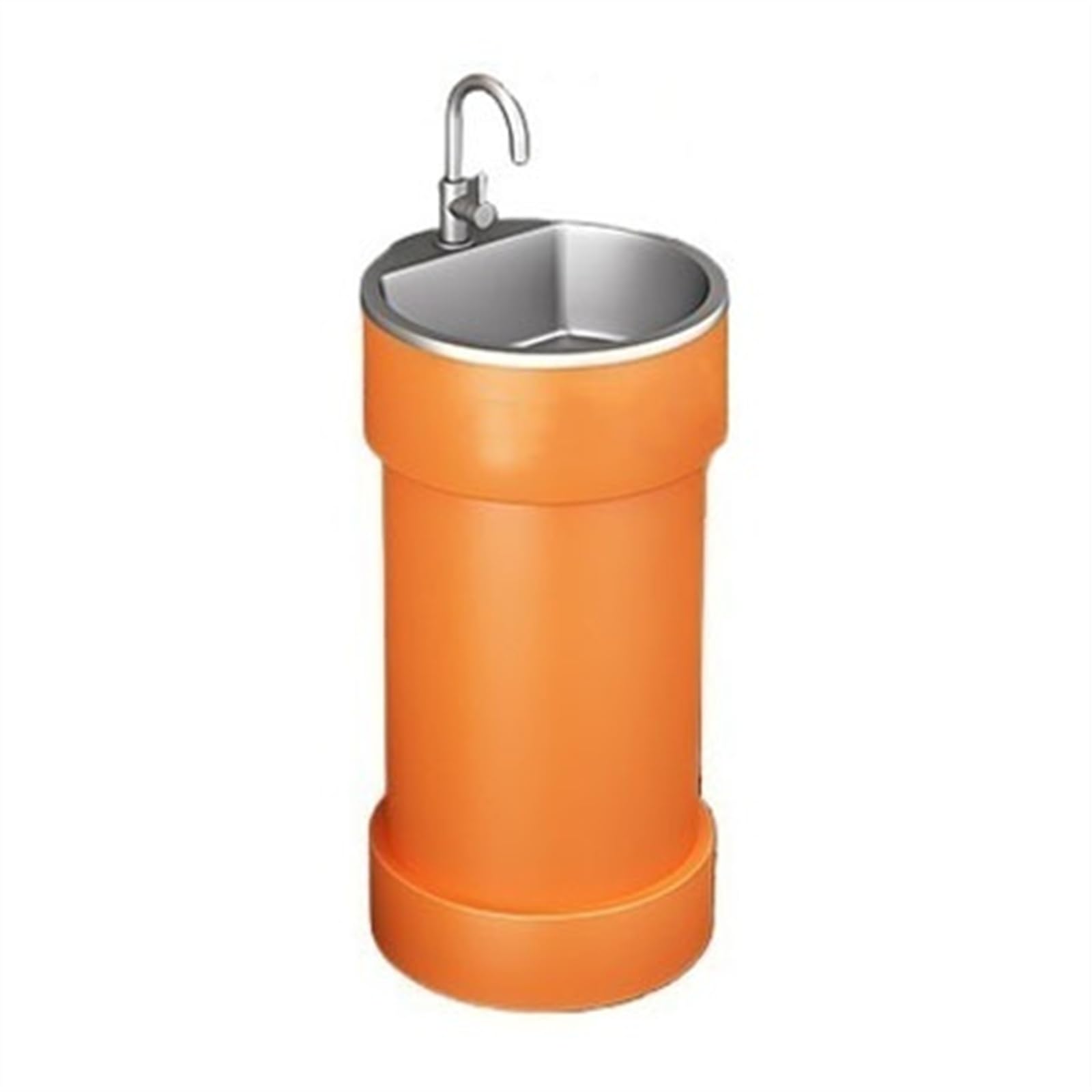 Zhaoj24-05 Orange Pedestal Sink Round Base Bathroom Sink, Creative Colorful Commercial Pedestal Basin With Stainless Steel, Metal Painted Freestanding Vanity(Orange)