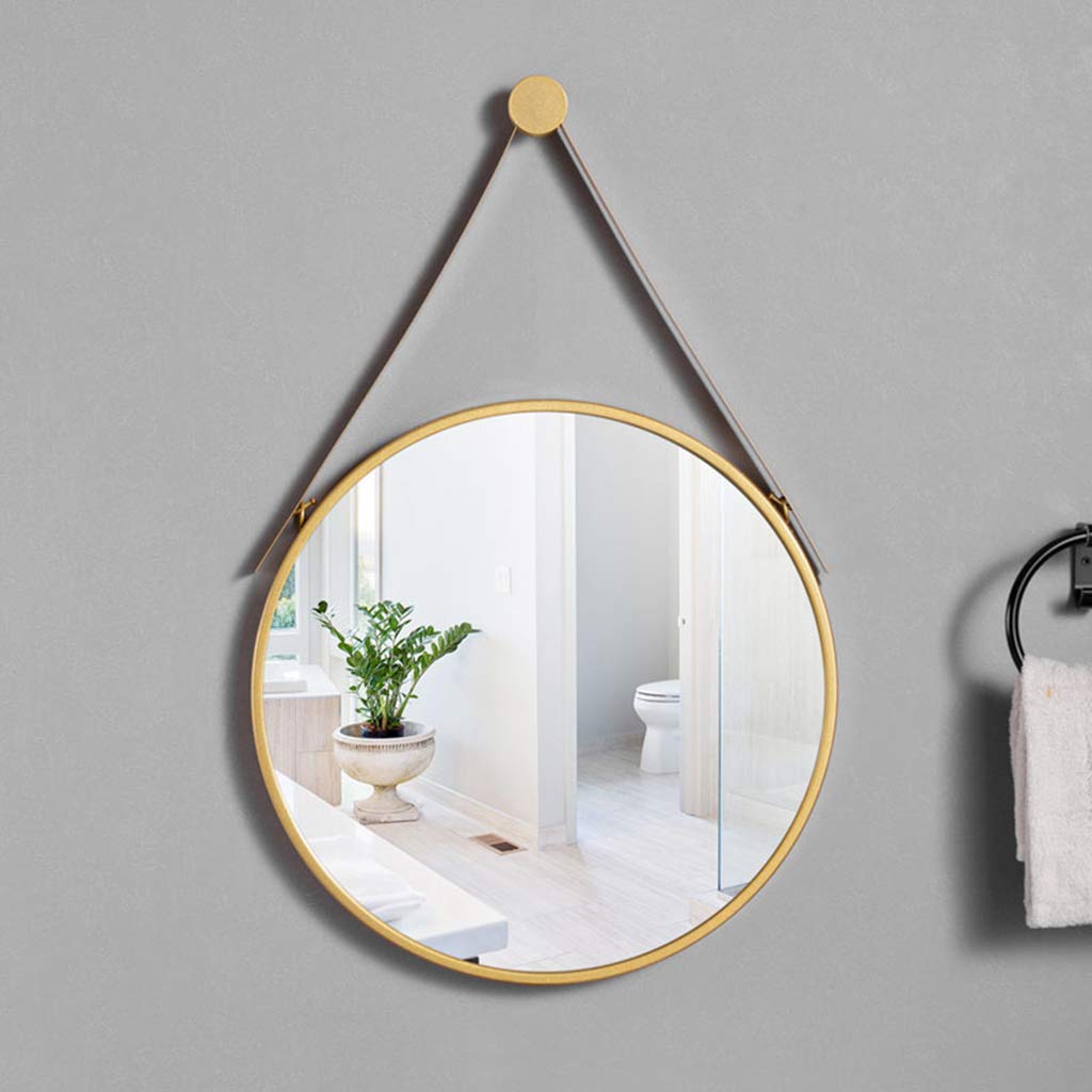 TYUHDUYUR HD Glass Wall Large Mirror Round Decorative Hanging Mirror Gold Metal Framed Accent Mirror for Vanity Bedroom Bathroom (50CM)