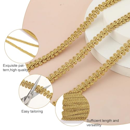 image for InnoHHustle 14yd/13.5m Gold Braid Lace Trim, Wide Metallic Sewing Cent