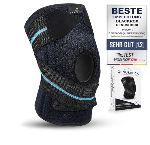 BLACKROX GENUSHOCK KNIEBANDAGE MIT SILIKONRING – Kniegelenkbandage für Damen & Herren...