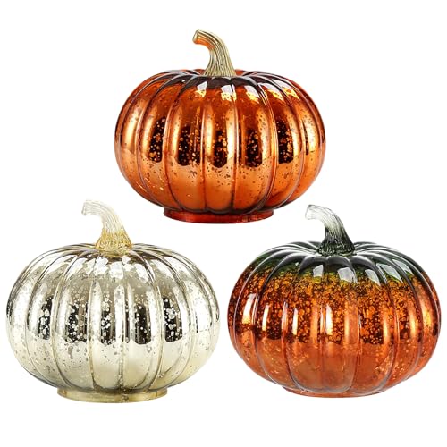 Lampe LED Halloween citrouille scintillante en verre pour décoration d'intérieur automnale