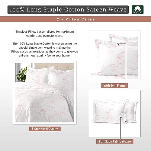 Pizuna Cotton Carrara Marble Pink Print Standard Pillow Cases 2 Pack - Image 3