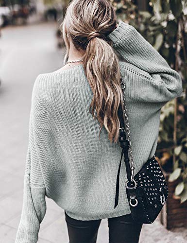 Ugerlov Women's Oversized Sweaters Batwing Sleeve Mock Neck Jumper Tops Chunky Knit Pullover Sweater - Image 3