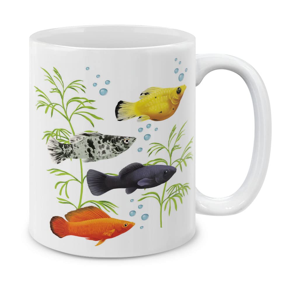 MUGBREW Mollies Fish Ceramic Coffee Mug Tea Cup, 11 OZ