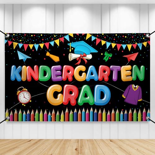 Image of KatchOn, Kindergarten Graduation Backdrop - Large 72x44 Inch | Kindergarten Grad Banner | Kinder Grad Backdrop | Graduation decorations 2026
