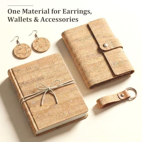 Image of SorenCut Patterned Cork Fabric Roll 12.8 x 54 Inch - Stone-Inspired Mosaic Cork Leather Fabric with Flexible Backing for DIY Crafts, Earrings, Bags, Wallets & Handmade Accessories