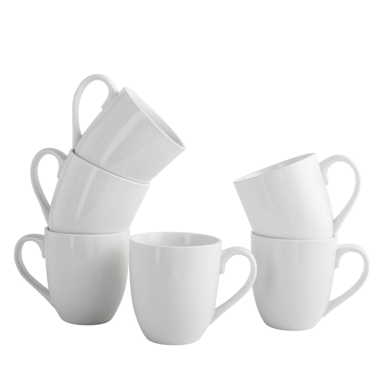 Taza de café blanca de 16 onzas, taza de leche de gran capacidad, taza de cerámica para café, té caliente, taza de capuchino de cacao caliente, apta para microondas y lavavajillas (6 piezas)