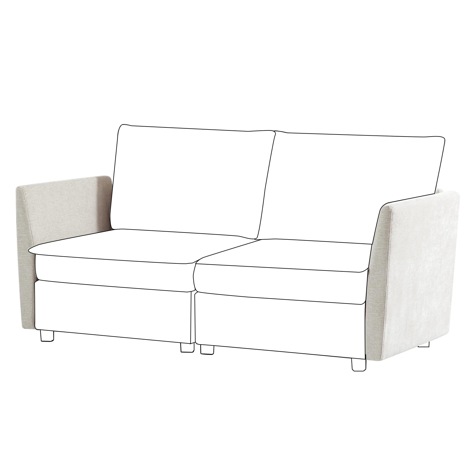 HULALA HOME Side Armrest Module for Sectional Sofa Couch, One Armrest Included, Beige