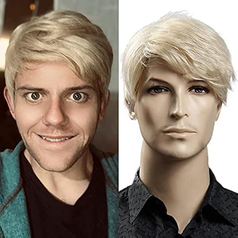 Kalyss 12“ kurze gerade männliche blonde Perücke hitzebeständige synthetische Perücke Haar Cover