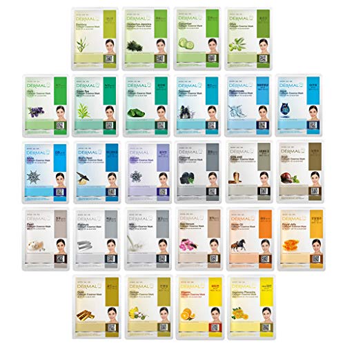 DERMAL 26 Green & Yellow Combo Pack Collagen Essence Full Face Facial Mask Sheet - The Ultimate Supreme Collection for Every Skin Condition Day to Day Skin Concerns DERMAL 26 Green & Yellow Combo Pack Collagen Essence Full Face Facial Mask Sheet - The Ultimate Supreme Collection for Every Skin Condition Day to Day Skin Concerns