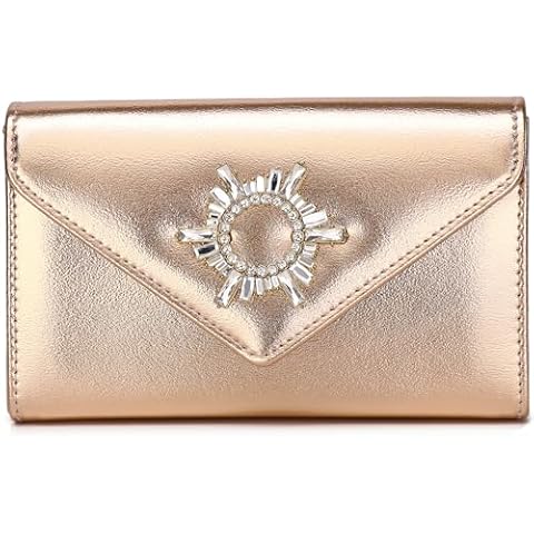 Labair Women's Evening Handbag Vegan Leather Envelope Clutch with Rhinestone Wedding Prom Formal Pusre. (Gold) Cover