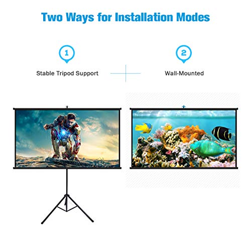 image for Powerextra 80 inch Projector Screen with Stand, 16:9 HD 4K Indoor Fold