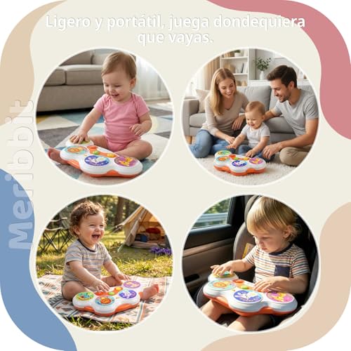 Juguete seguro para niños pequeños que calma y estimula mediante luces y tambor 6