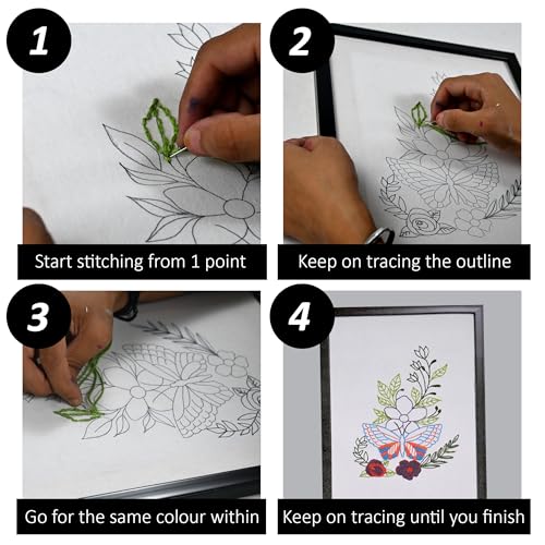 Image of picknMAKE Cotton Framed Embroidery Kit for Beginners,Cross Stitch Embroidery Kit,Hand Embroidery Kit for Adults,DIY Home Decor Items for Living Room,All Material Included,Multicolor