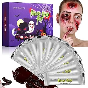 10 Pcs Dark Coagulated Fake Blood Washable,Realistic Blood Halloween Scar Scab Wound SFX Makeup for Face/Body,Safe Special Effects Cut Scary Cosplay Stage, 1.7 Fl Oz