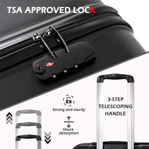 Luggage Expandable Suitcase, Hardcase PC+ABS 3 Pieces Travel Luggage Set (20/24/28) with TSA Lock and Spinner Wheels4