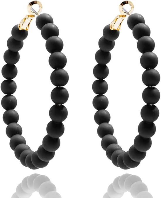 Black Beaded Statement Earrings - Fashion by Azalea