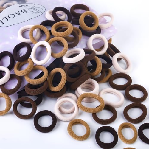 BAOLI Girls Hair Ties for Toddler, Soft and No damage, Brown, 200 PCS