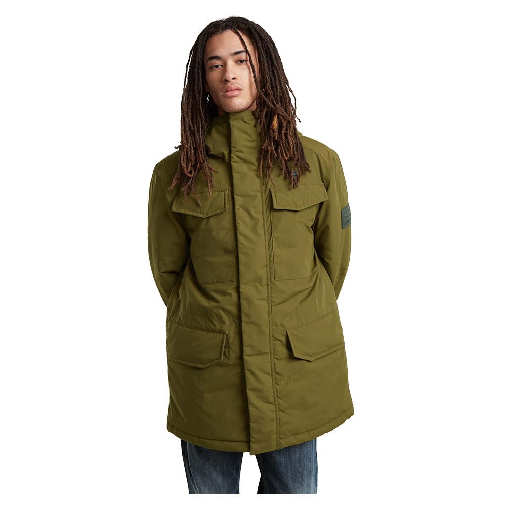 G-Star Men's Vodan Padded Hooded Parka, Green (dark olive D25381-D419-C744), L
