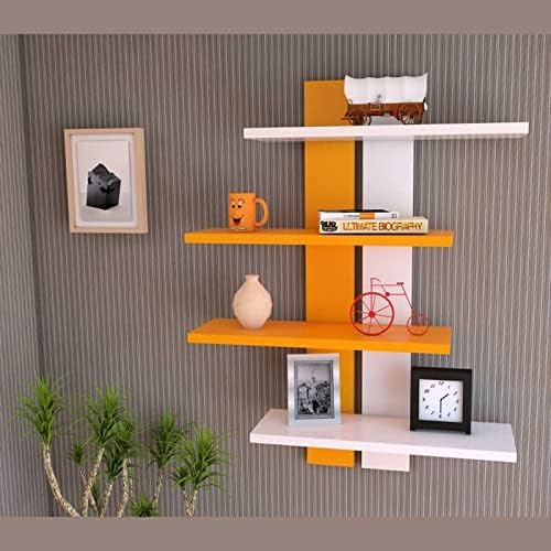 Irfan HANDICRAFTS Engineered Wood Glossy Double Patti Wall Shelf MDF (Medium Density Fiber) Wall Shelf (Number of Shelves - 4 ) IH.217