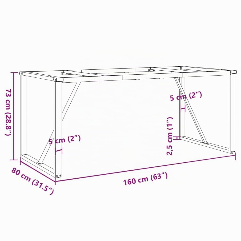 vidaXL Patas de Mesa de Comedor Estructura O Acero 160x80x73 cm, Pata de Mesa Auxiliar, Pata de mesita Auxiliar, Pata de Mesa de Metal