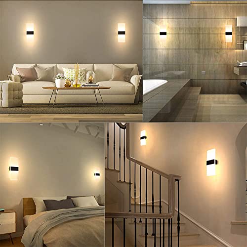 Modern Led Wall Sconce Touch Switch Rechargeable 2800Mah Battery Operated Wall Lights Magnetic Mounted Wall Lamp, Adjustable Brightness Acrylic Wall Sconce Warm White 3000K Up Down Wall Lamp (2 Pcs) #TOP5