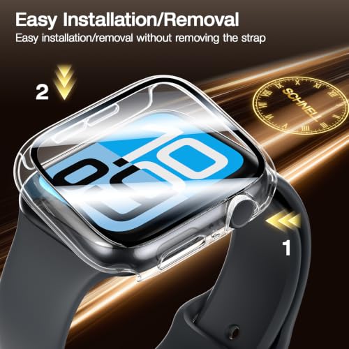Image of LK Case for Apple Watch SE3 /SE2 /SE 44mm Series 6 /5 /4 with Screen Protector | 2Pack Touch Sensitive Ultra-Thin Bumper Full Protective Cover Hard PC Case Tempered Glass for iWatch 44mm, Clear