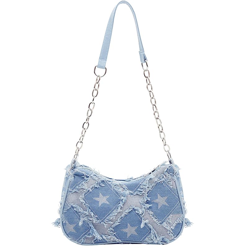 Bolsa de ombro feminina jeans Y2K, bolsa vintage estilo grunge dos anos 90, estampa estética