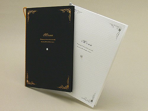 エンドレス メニュー 表 10部セット 印刷なし 手作り キット ペーパーアイテム 結婚式 披露宴 ウエディング ストーン おしゃれ モノトーン (ブラック)